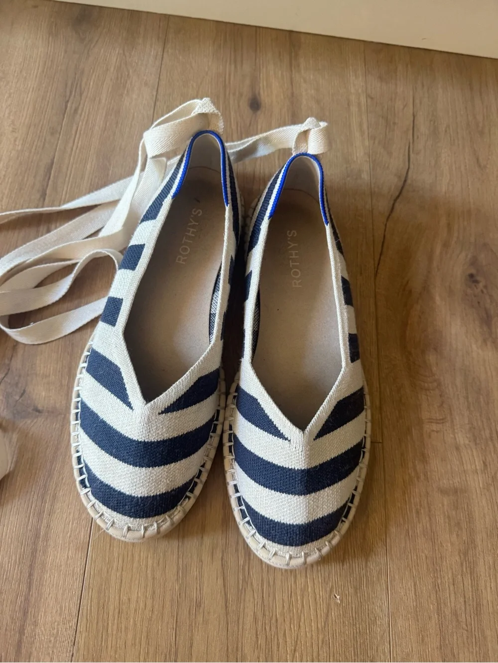 Rothy’s  Navy Stripe Ankle-Tie Espadrilles - Women